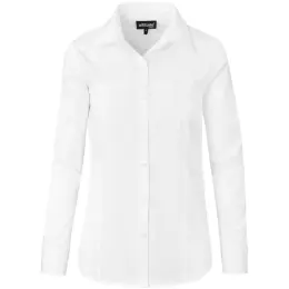 Ladies Long Sleeve Empire Shirt White Front